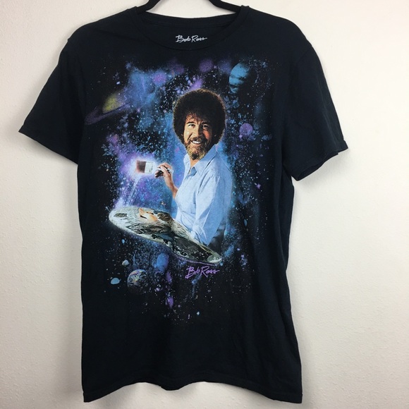 4/$25 Bob Ross space galaxy graphic crew neck tee - Picture 2 of 8